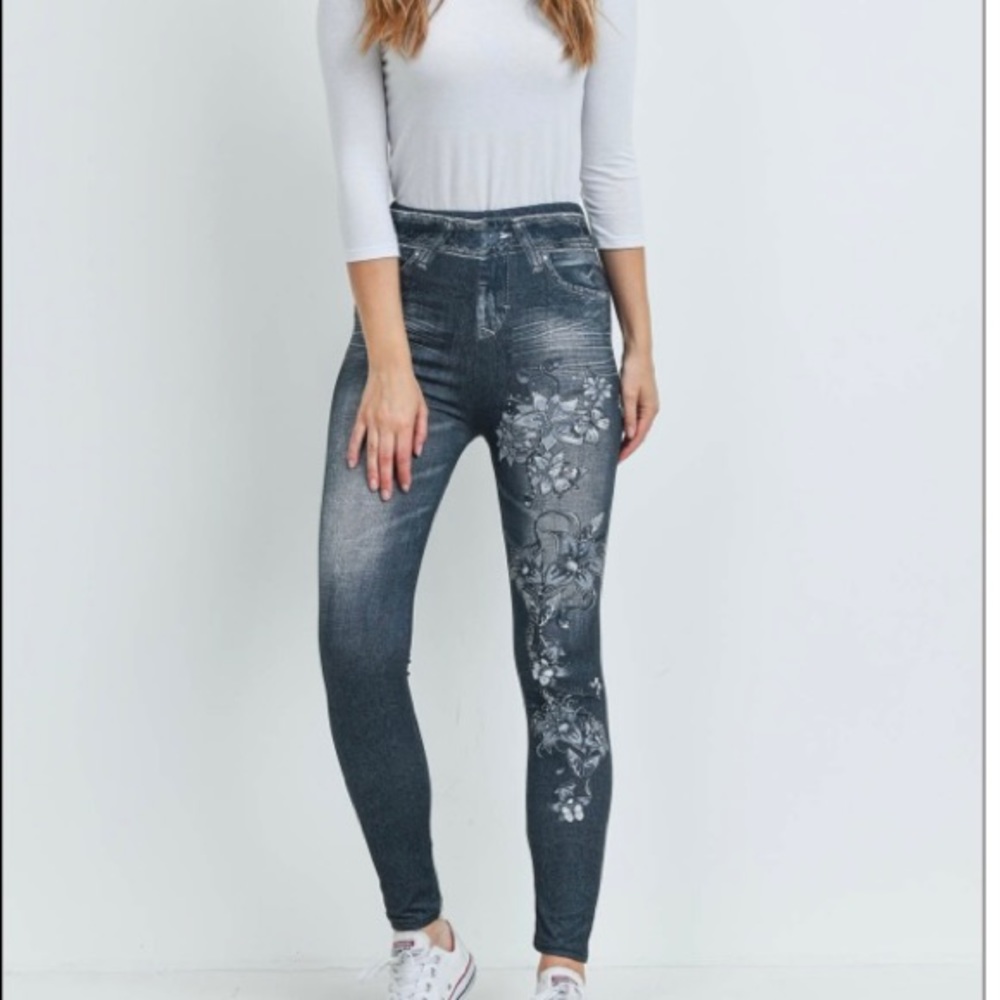 Studded Floral Jeggings